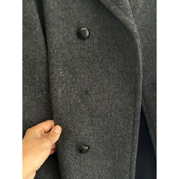VTG Stratojac Charcoal Grey Wool Blend Double Breasted Overcoat USA Mens sz 42 - Picture 10 of 16